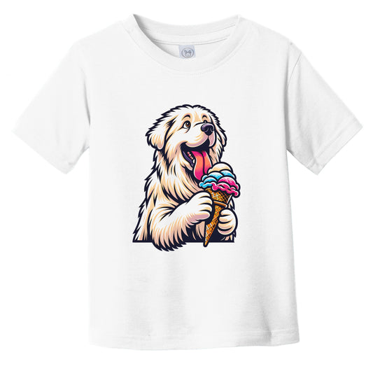 Great Pyrenees Eating Ice Cream Cone Cute Dog Infant Toddler T-Shirt