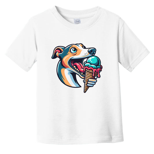 Greyhound Eating Ice Cream Cone Cute Dog Infant Toddler T-Shirt