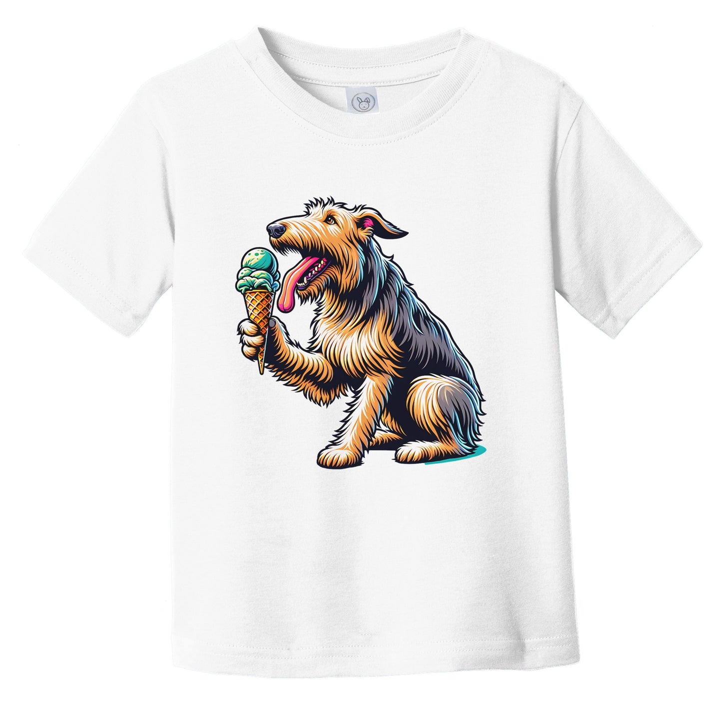 Irish Wolfhound Eating Ice Cream Cone Cute Dog Infant Toddler T-Shirt