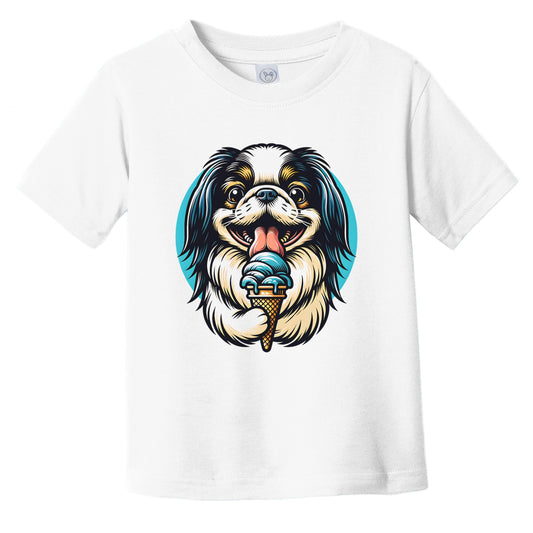 Japanese Chin Eating Ice Cream Cone Cute Dog Infant Toddler T-Shirt