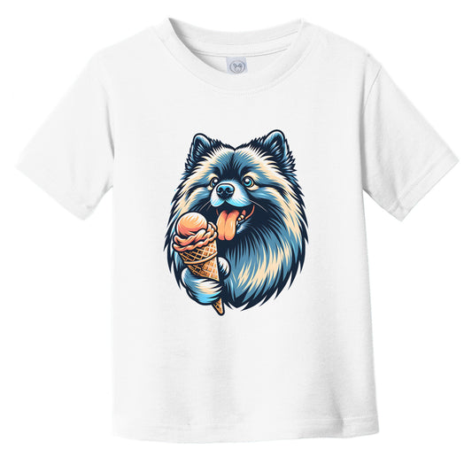 Keeshond Eating Ice Cream Cone Cute Dog Infant Toddler T-Shirt