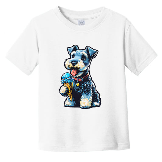 Kerry Blue Terrier Eating Ice Cream Cone Cute Dog Infant Toddler T-Shirt