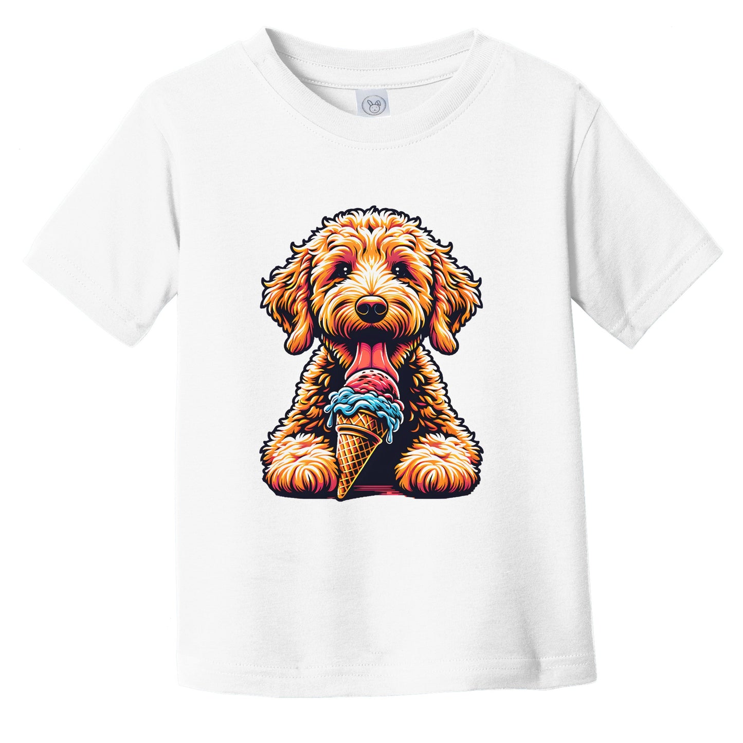 Labradoodle Eating Ice Cream Cone Cute Dog Infant Toddler T-Shirt