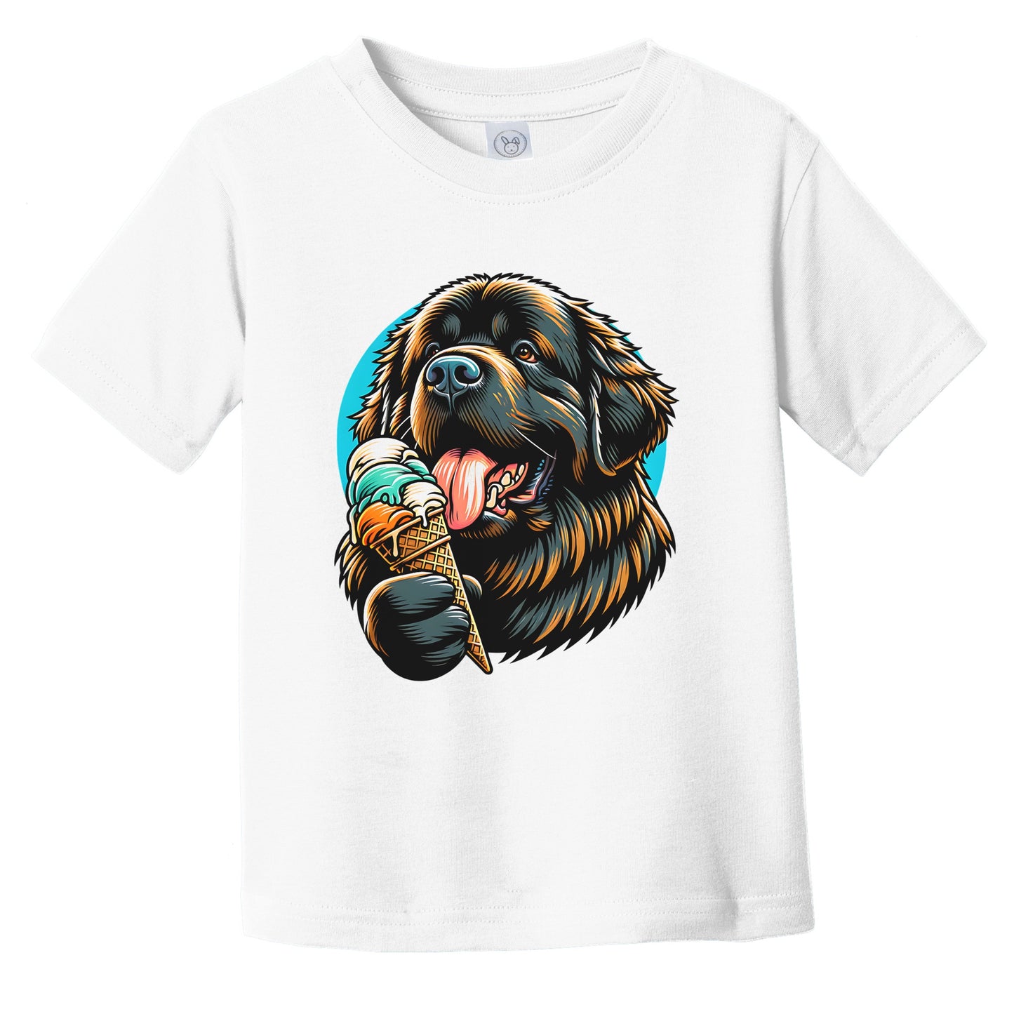 Newfoundland Eating Ice Cream Cone Cute Dog Infant Toddler T-Shirt