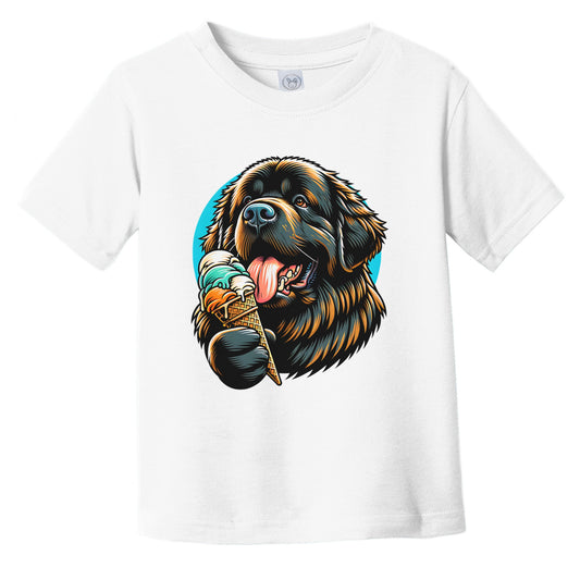 Newfoundland Eating Ice Cream Cone Cute Dog Infant Toddler T-Shirt