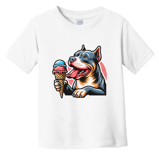Pit Bull Eating Ice Cream Cone Cute Dog Infant Toddler T-Shirt