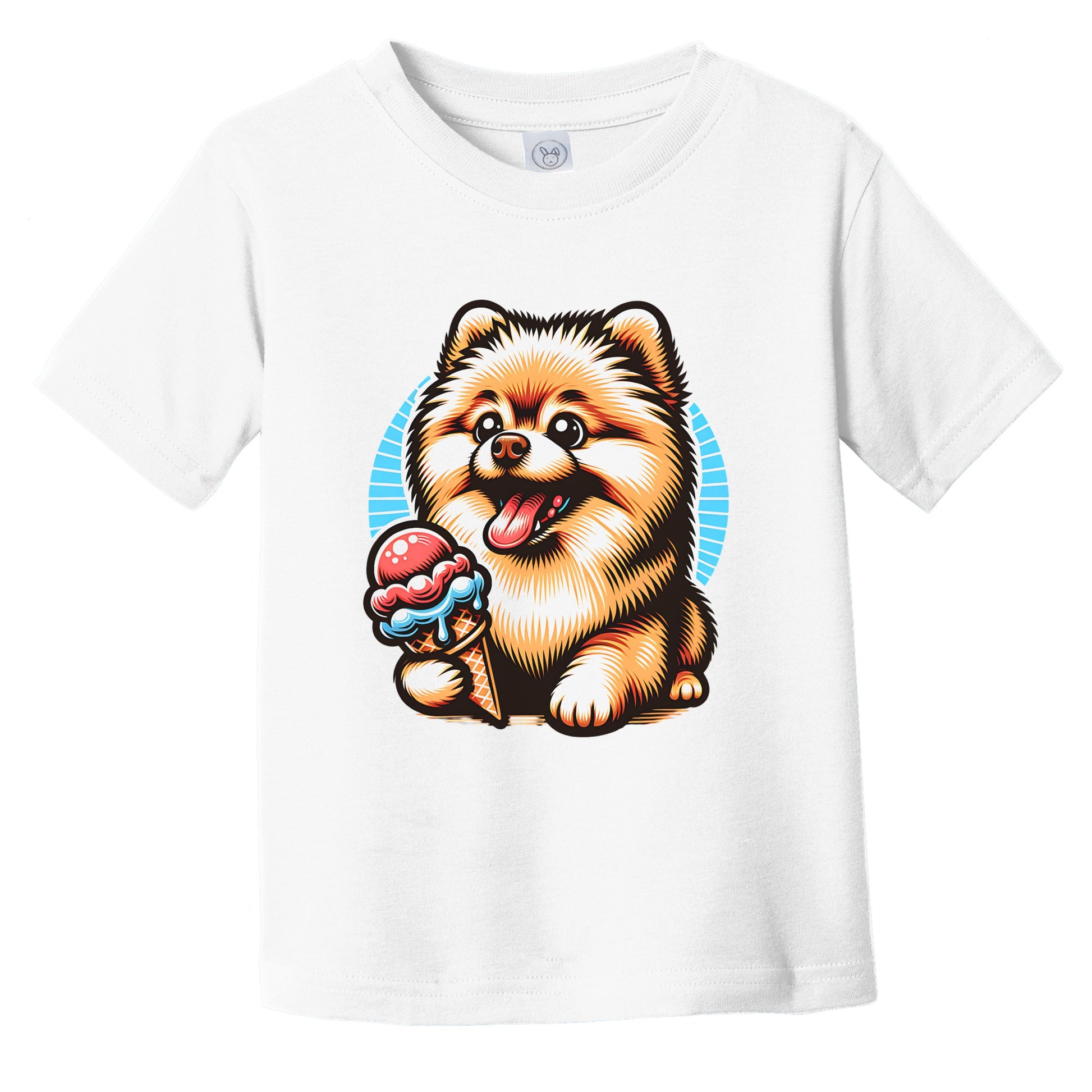 Pomeranian Eating Ice Cream Cone Cute Dog Infant Toddler T-Shirt