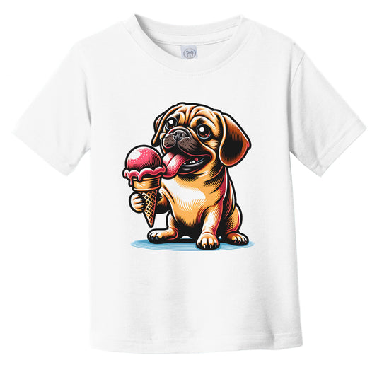 Puggle Eating Ice Cream Cone Cute Dog Infant Toddler T-Shirt