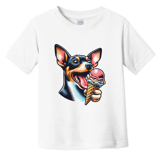Rat Terrier Eating Ice Cream Cone Cute Dog Infant Toddler T-Shirt