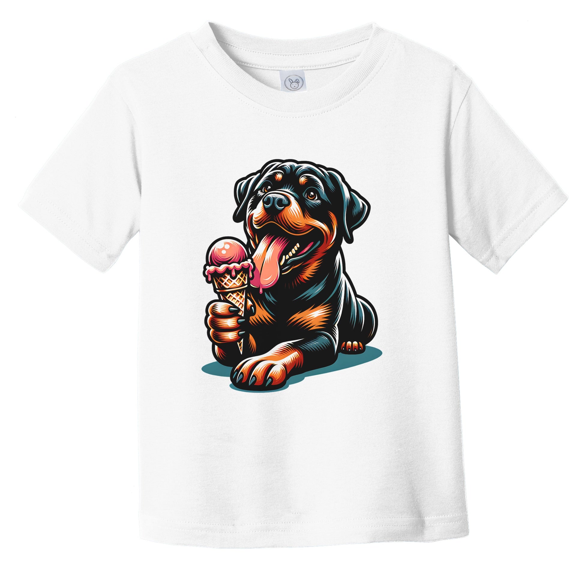 Rottweiler Eating Ice Cream Cone Cute Dog Infant Toddler T-Shirt