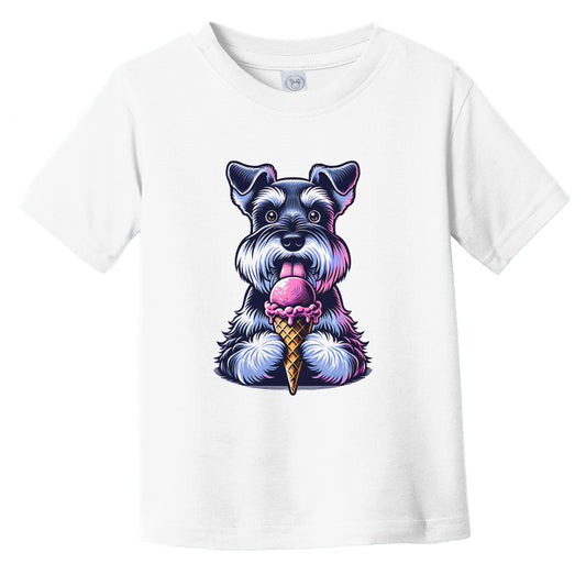 Schnauzer Eating Ice Cream Cone Cute Dog Infant Toddler T-Shirt
