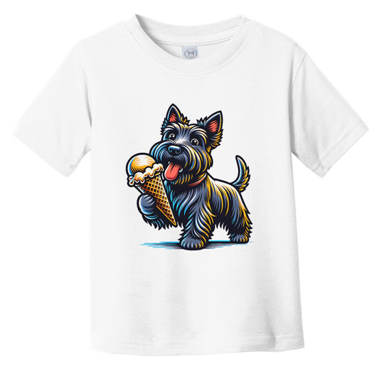 Scottish Terrier Eating Ice Cream Cone Cute Dog Infant Toddler T-Shirt