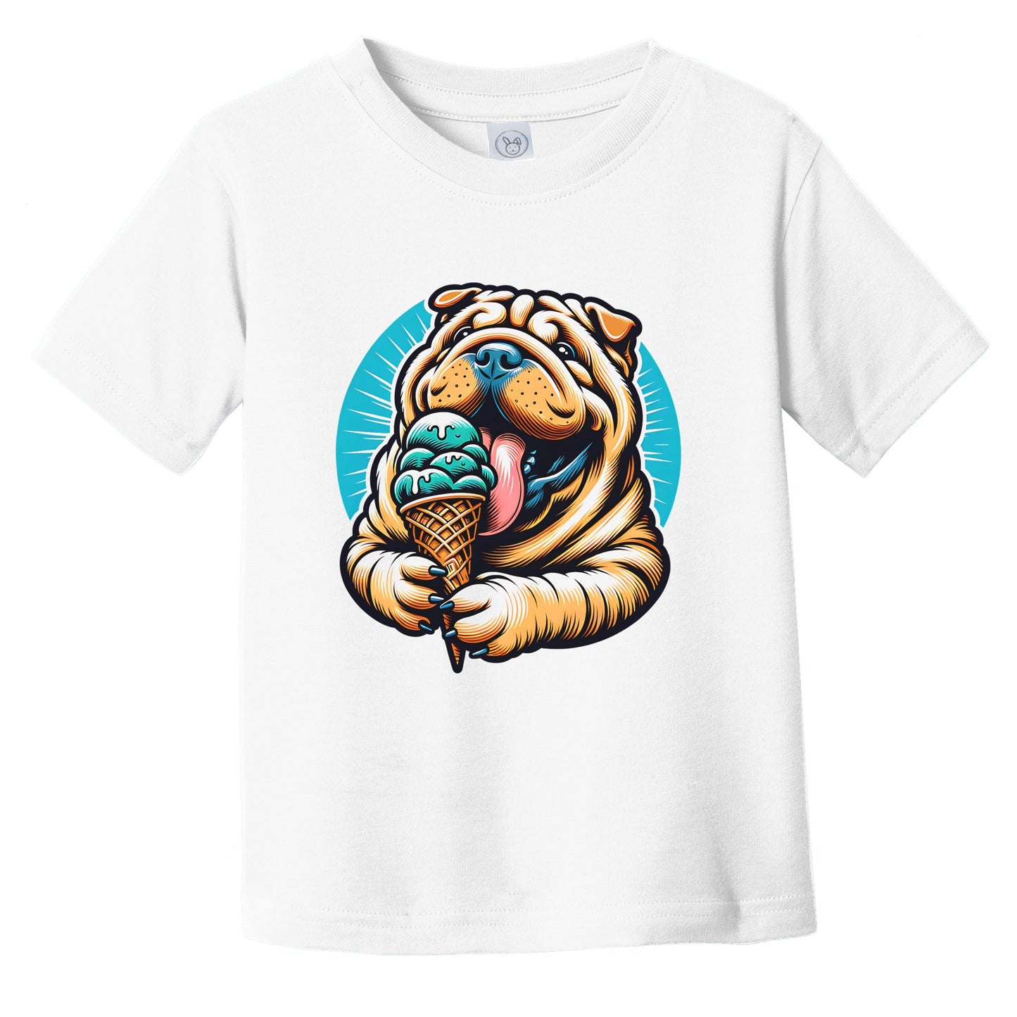 Shar Pei Eating Ice Cream Cone Cute Dog Infant Toddler T-Shirt