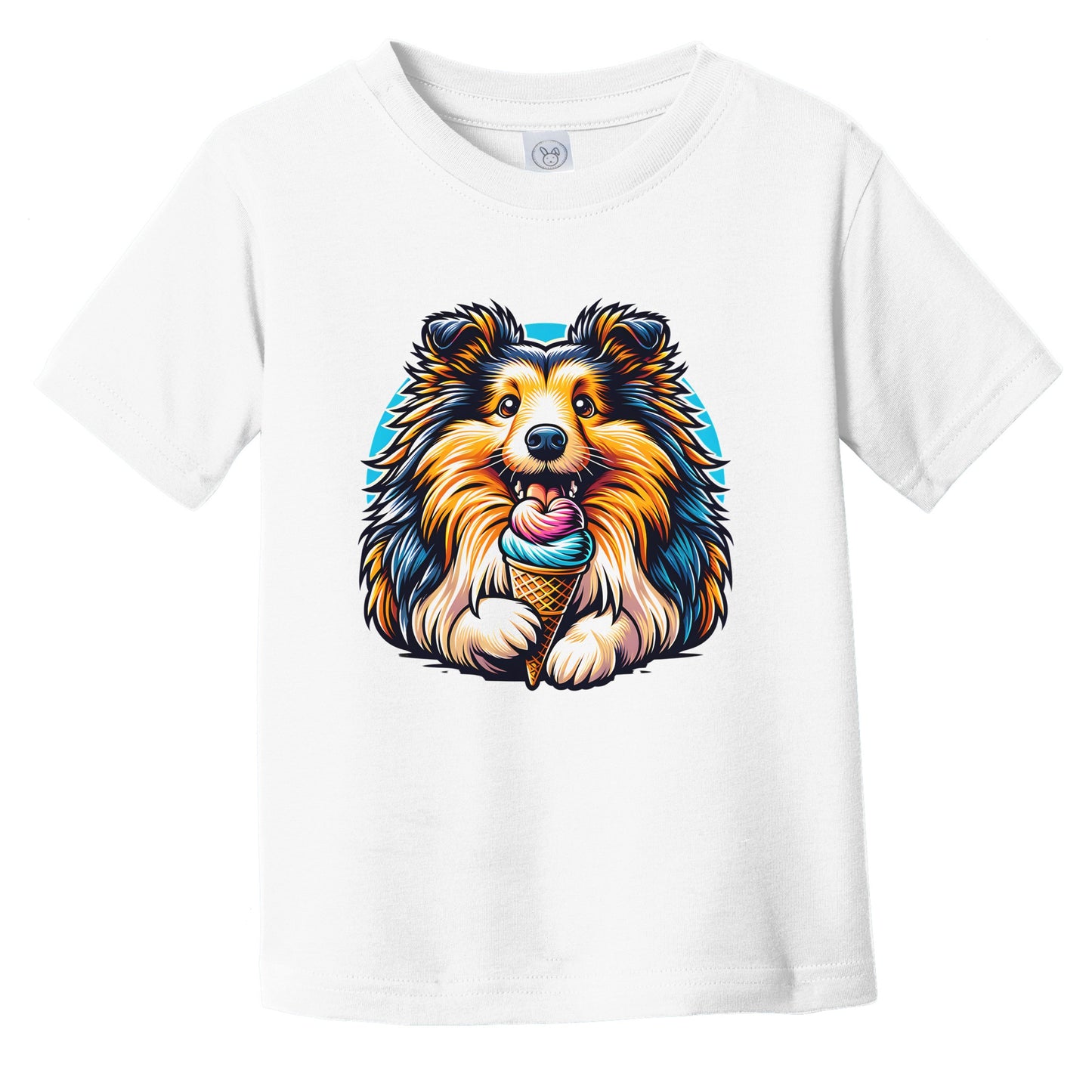 Shetland Sheepdog Eating Ice Cream Cone Cute Dog Infant Toddler T-Shirt