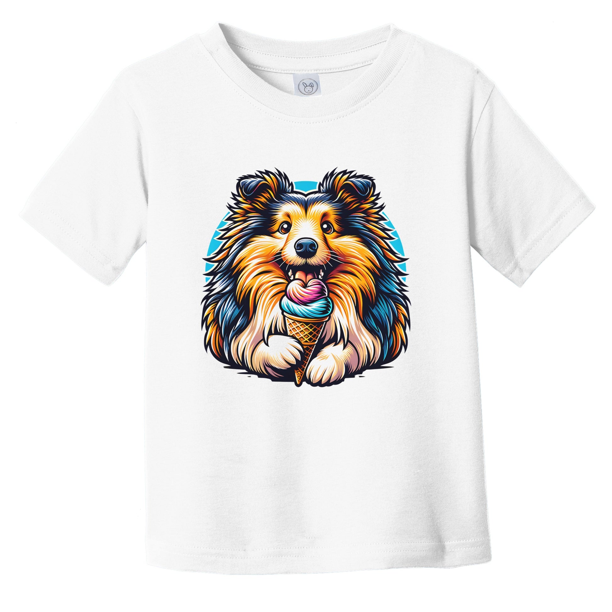 Shetland Sheepdog Eating Ice Cream Cone Cute Dog Infant Toddler T-Shirt