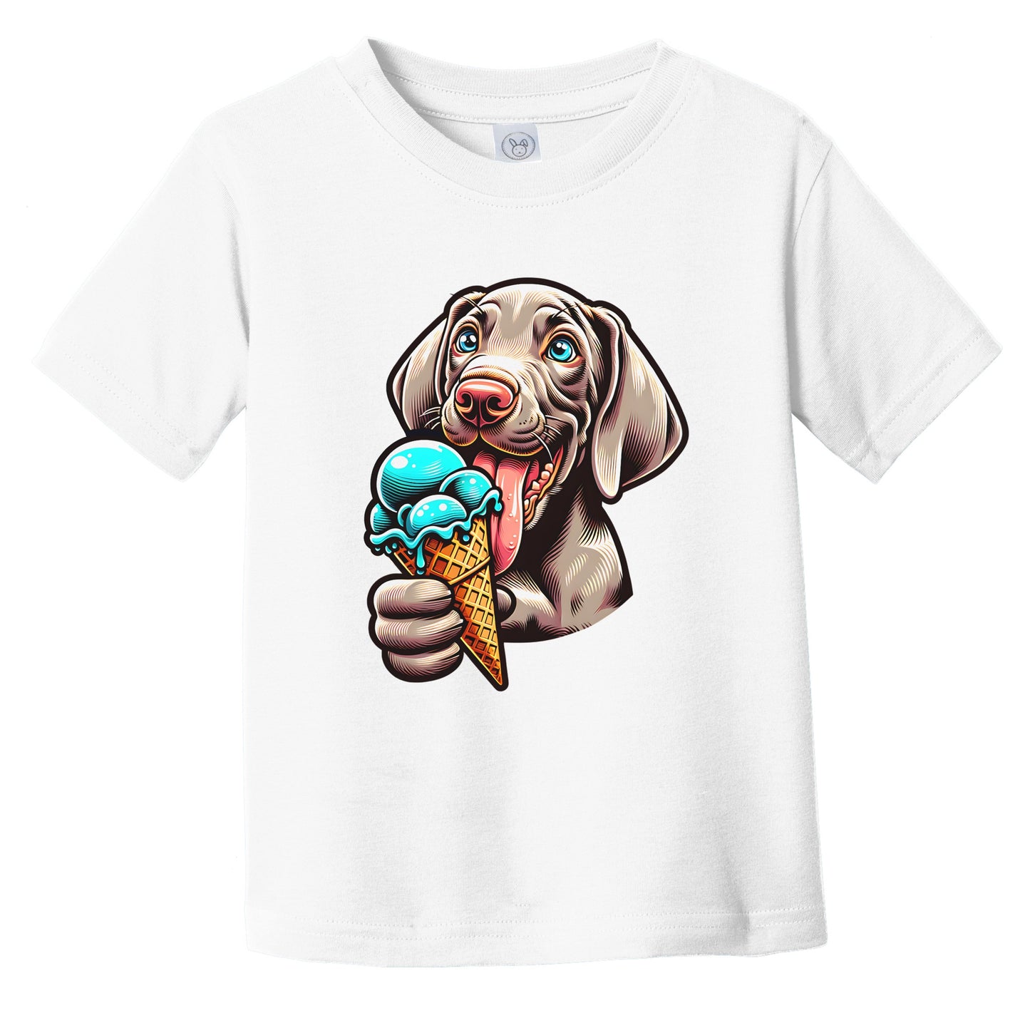 Weimaraner Eating Ice Cream Cone Cute Dog Infant Toddler T-Shirt