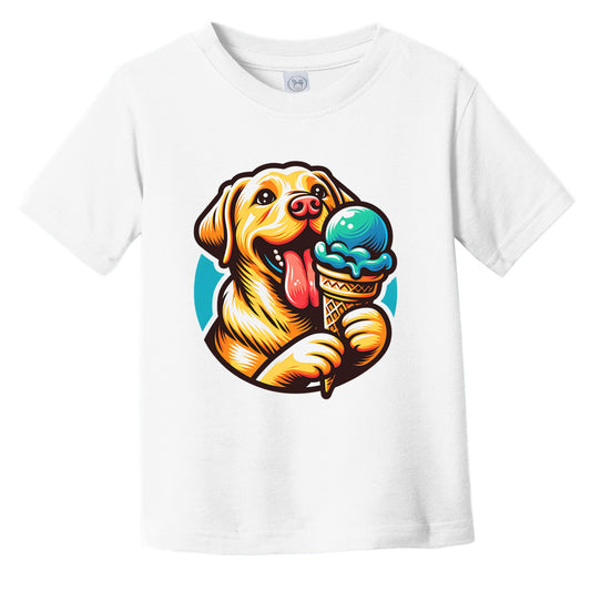 Yellow Lab Eating Ice Cream Cone Cute Dog Infant Toddler T-Shirt