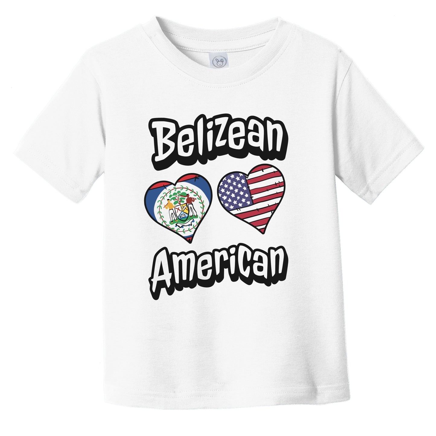 Belizean American Flag Hearts Combo Belize Infant Toddler T-Shirt