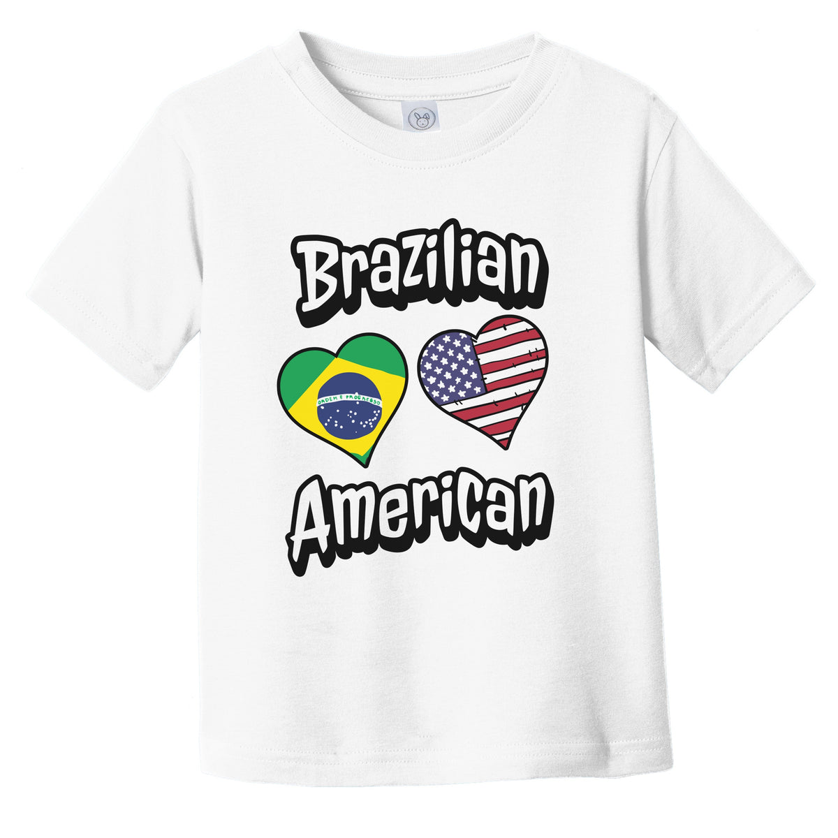 Brazilian American Flag Hearts Combo Brazil Infant Toddler T-Shirt
