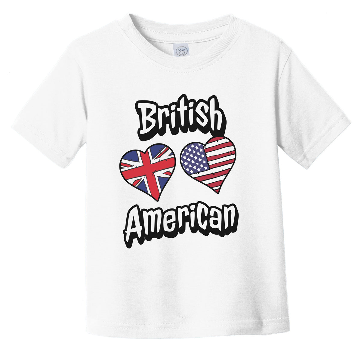 British American Flag Hearts Combo United Kingdom Infant Toddler T-Shirt