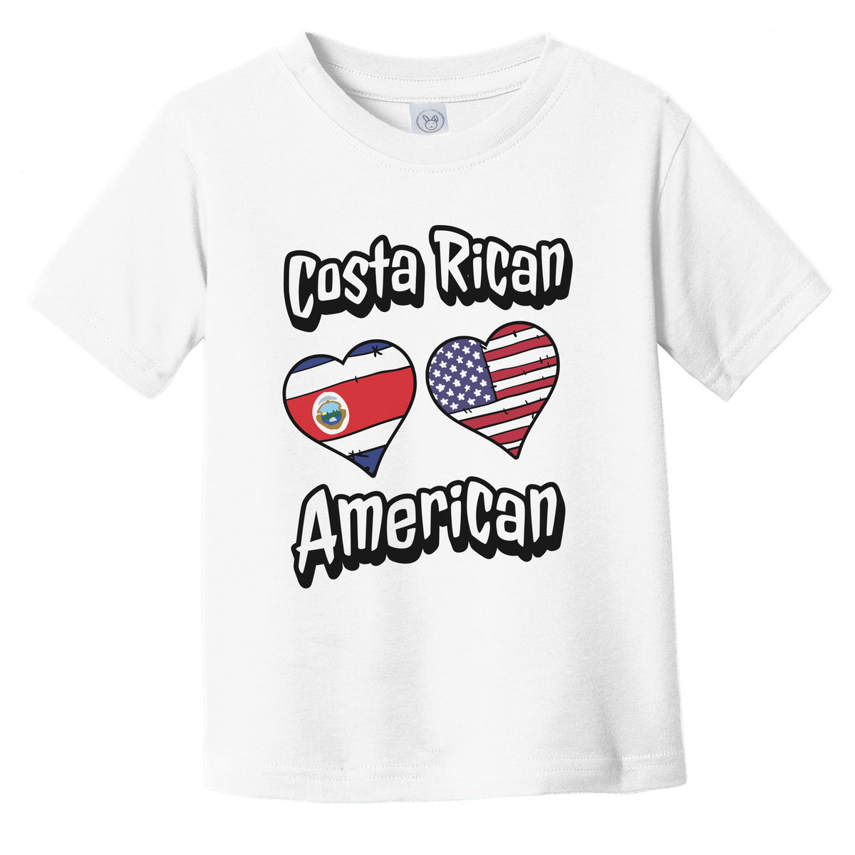 Costa Rican American Flag Hearts Combo Costa Rica Infant Toddler T-Shirt