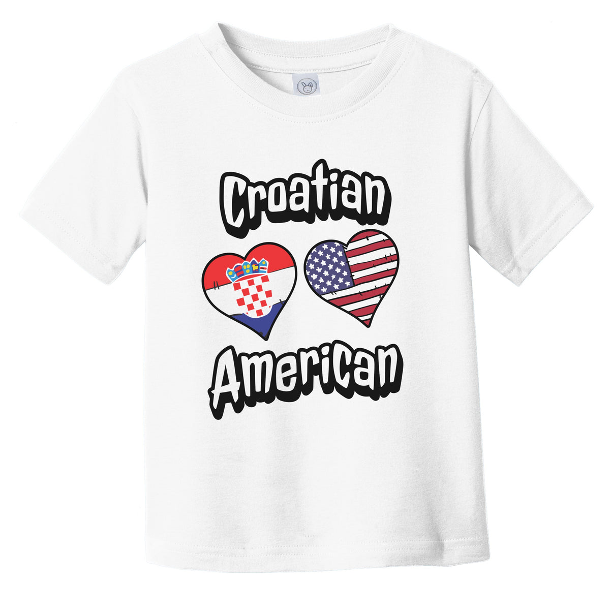 Croatian American Flag Hearts Combo Croatia Infant Toddler T-Shirt