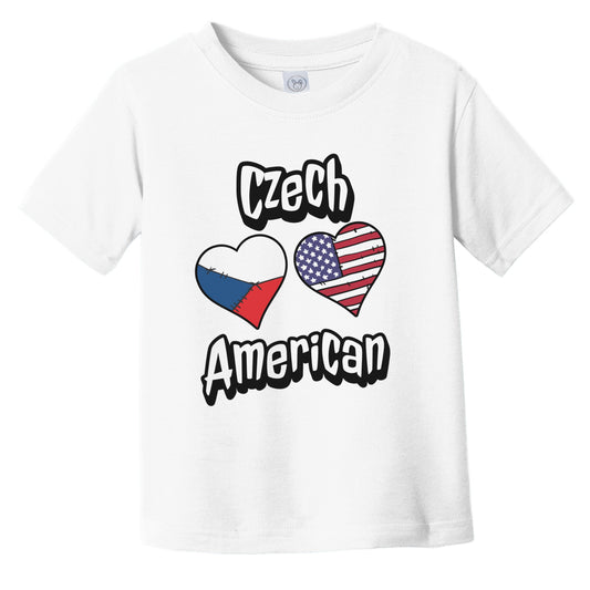 Czech American Flag Hearts Combo Czech Republic Infant Toddler T-Shirt