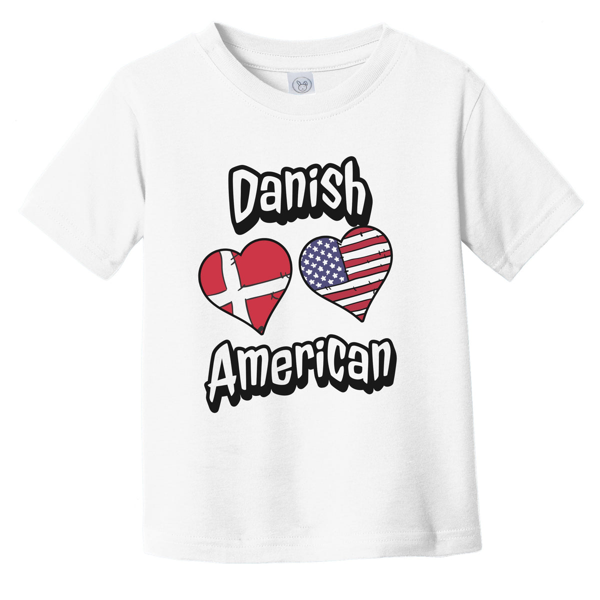 Danish American Flag Hearts Combo Denmark Infant Toddler T-Shirt
