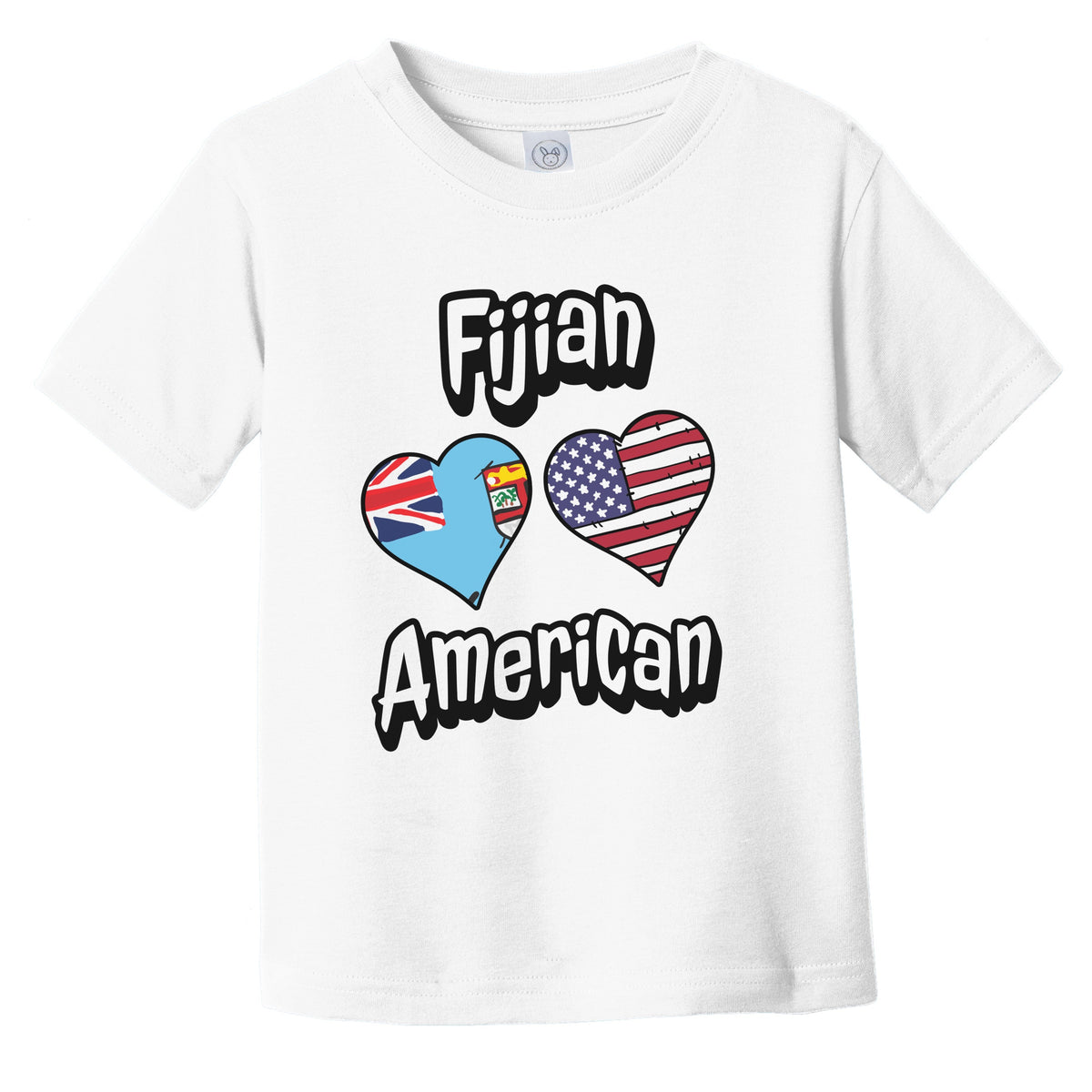 Fijian American Flag Hearts Combo Fiji Infant Toddler T-Shirt