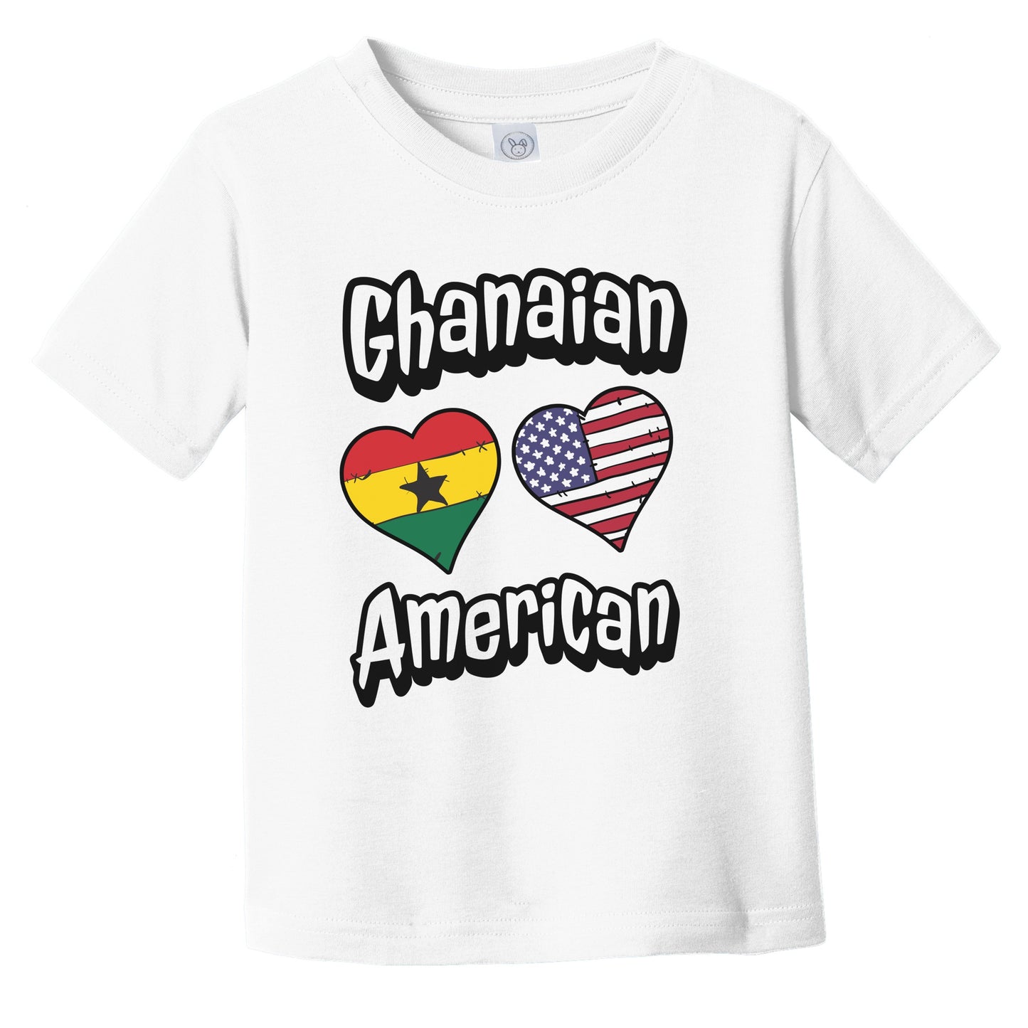 Ghanaian American Flag Hearts Combo Ghana Infant Toddler T-Shirt