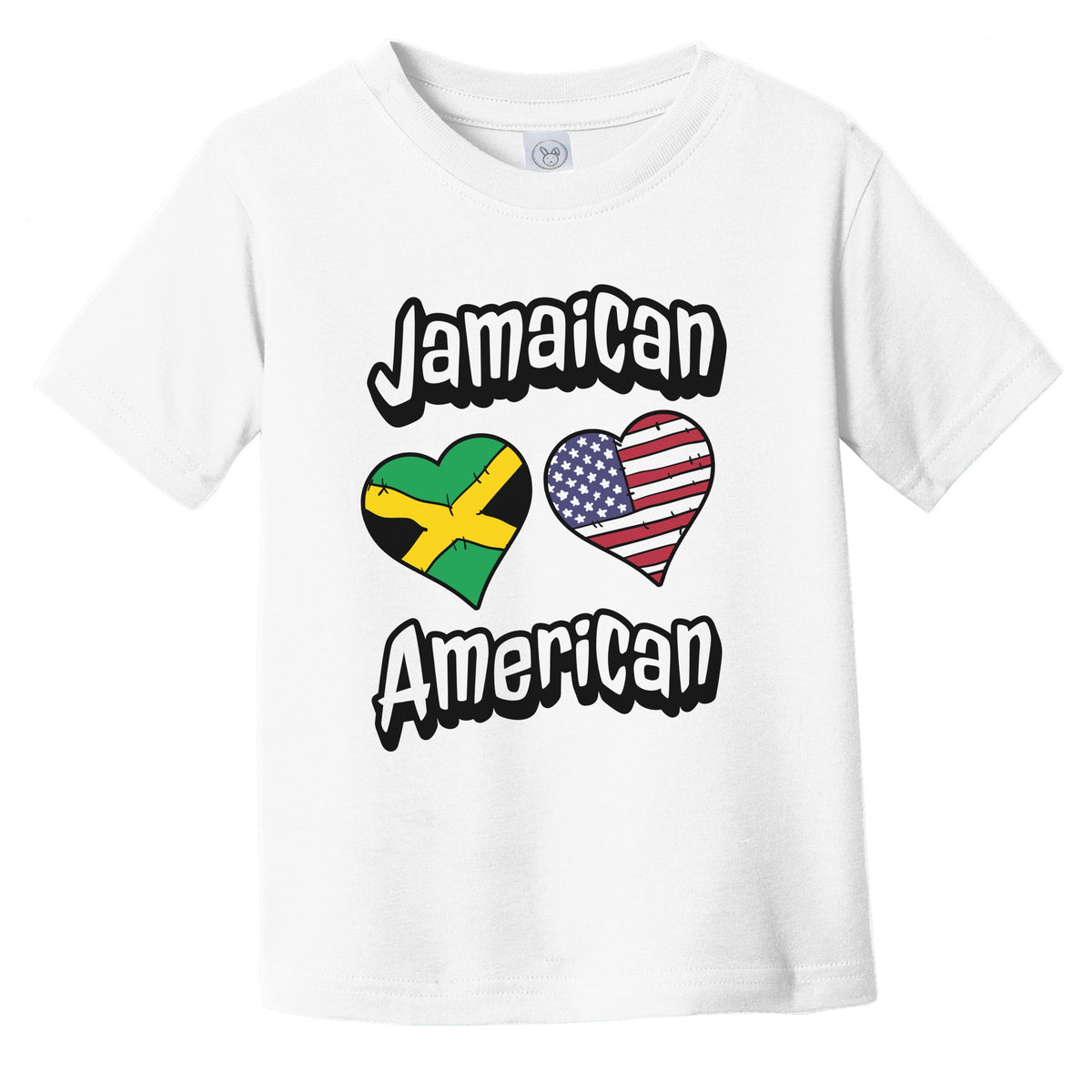 Jamaican American Flag Hearts Combo Jamaica Infant Toddler T-Shirt
