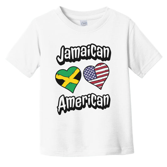 Jamaican American Flag Hearts Combo Jamaica Infant Toddler T-Shirt