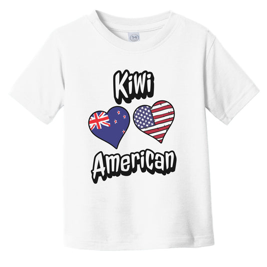 Kiwi American Flag Hearts Combo New Zealand Infant Toddler T-Shirt