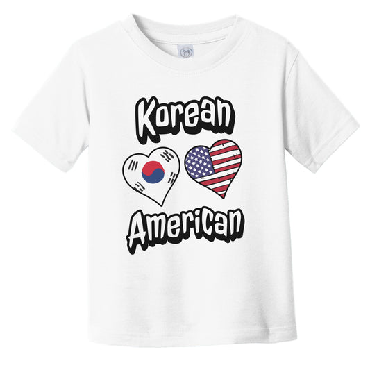 Korean American Flag Hearts Combo South Korea Infant Toddler T-Shirt