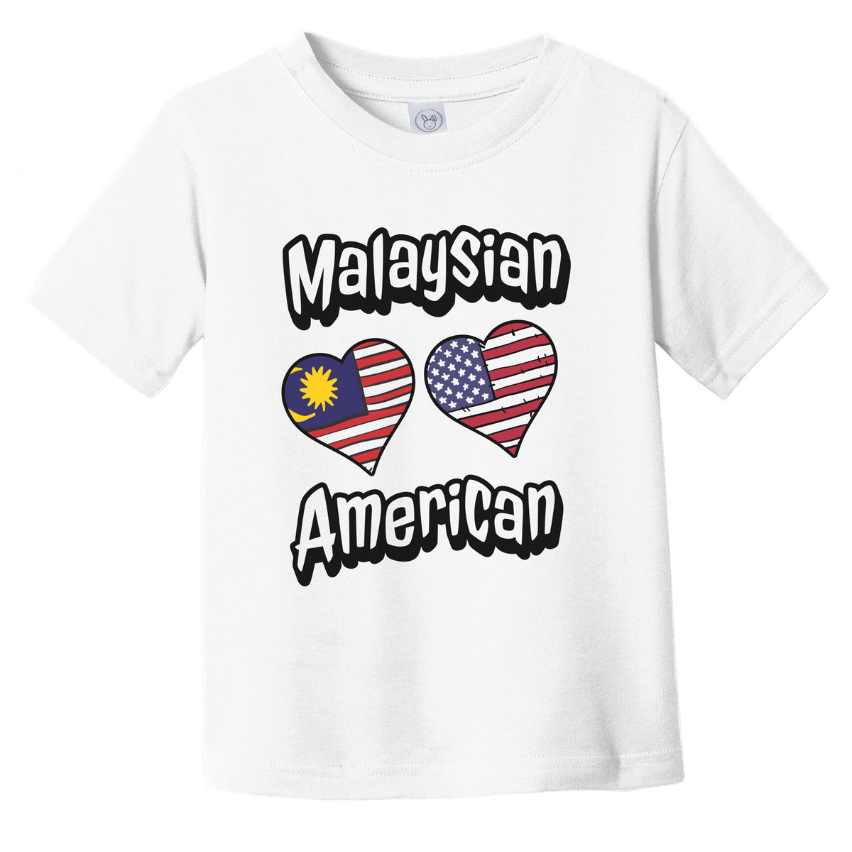 Malaysian American Flag Hearts Combo Malaysia Infant Toddler T-Shirt