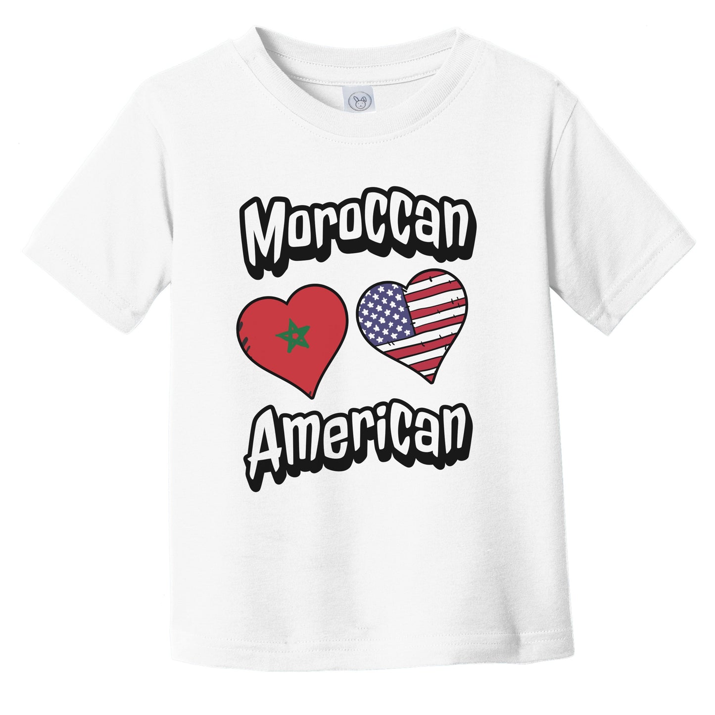 Moroccan American Flag Hearts Combo Morocco Infant Toddler T-Shirt