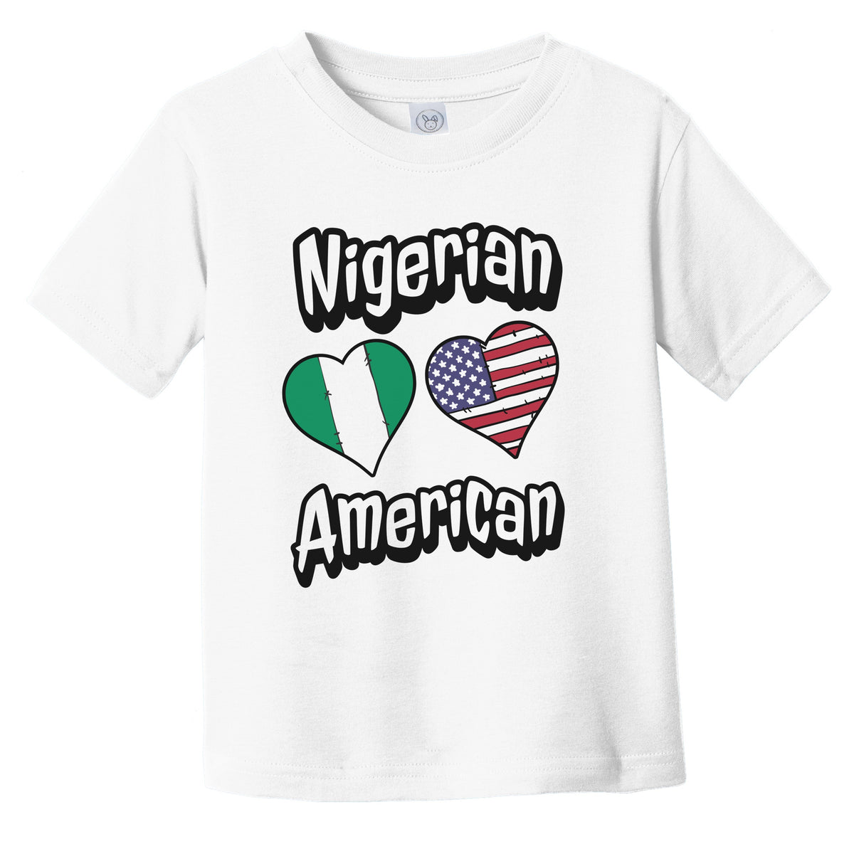 Nigerian American Flag Hearts Combo Nigeria Infant Toddler T-Shirt