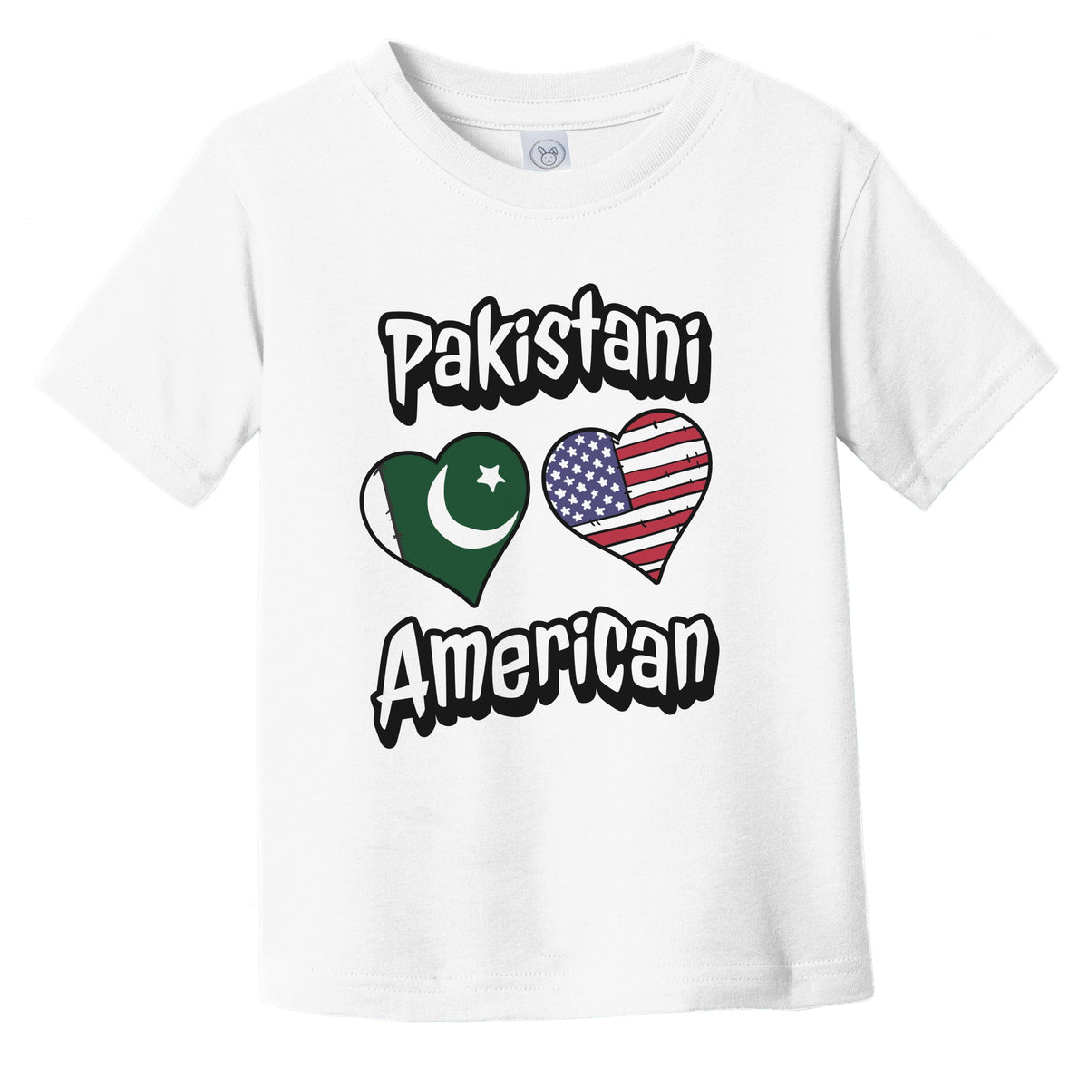 Pakistani American Flag Hearts Combo Pakistan Infant Toddler T-Shirt