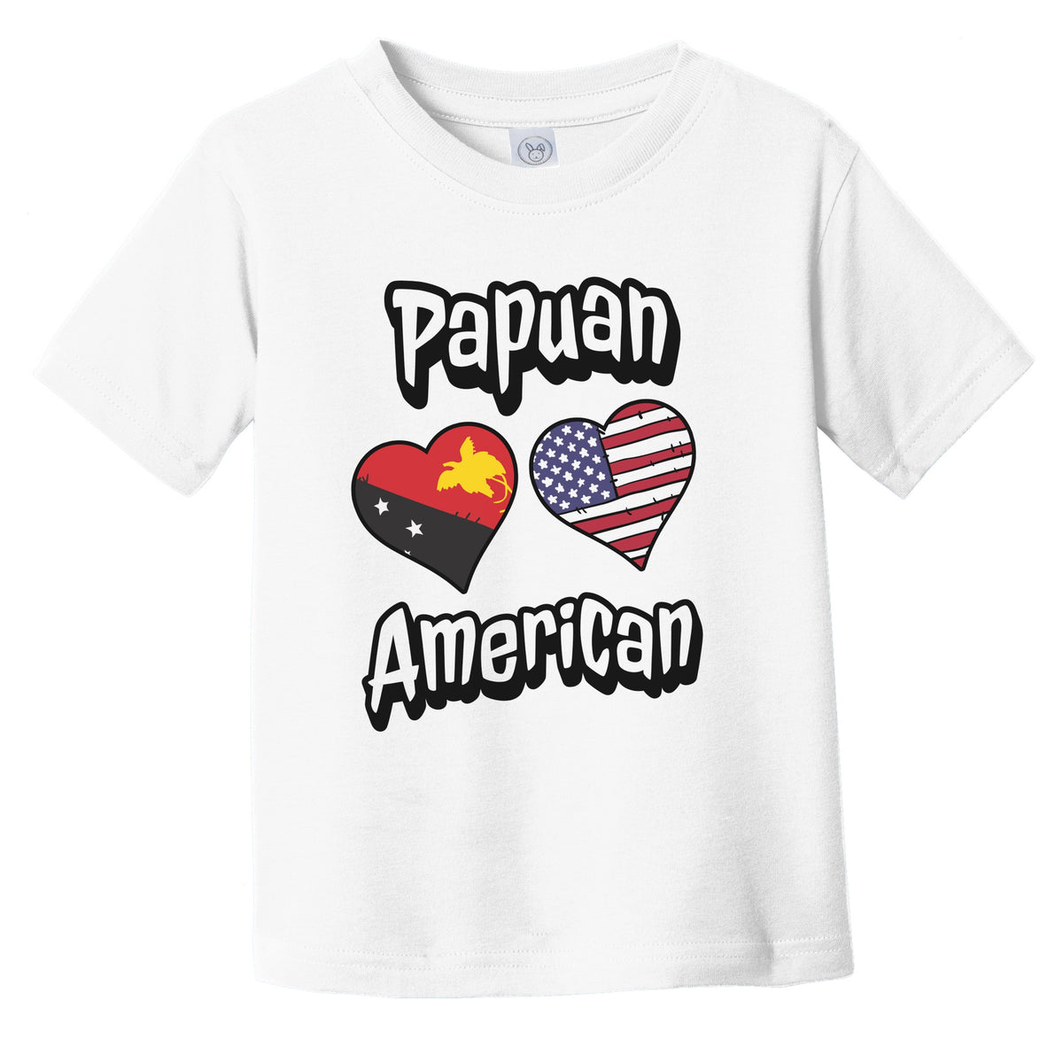 Papuan American Flag Hearts Combo Papua New Guinea Infant Toddler T-Shirt