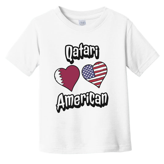 Qatari American Flag Hearts Combo Qatar Infant Toddler T-Shirt