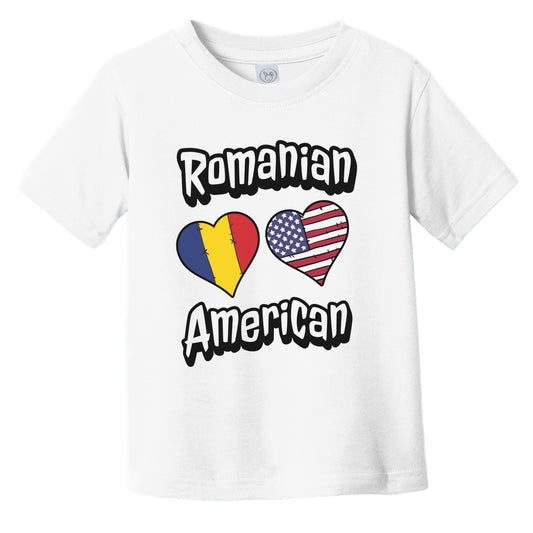 Romanian American Flag Hearts Combo Romania Infant Toddler T-Shirt
