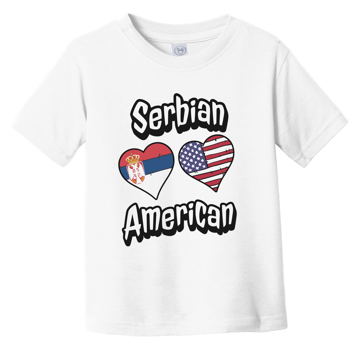 Serbian American Flag Hearts Combo Serbia Infant Toddler T-Shirt
