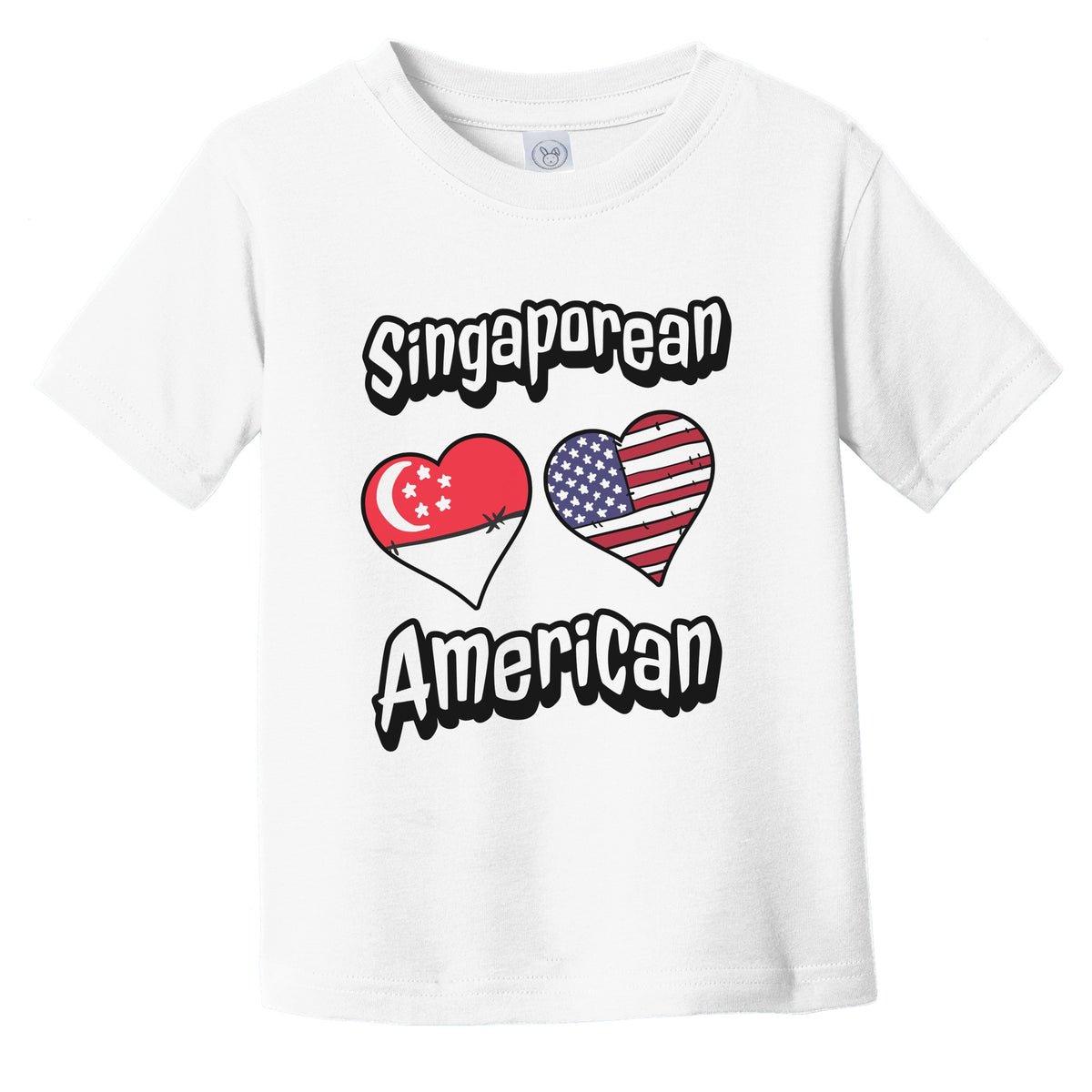 Singaporean American Flag Hearts Combo Singapore Infant Toddler T-Shirt