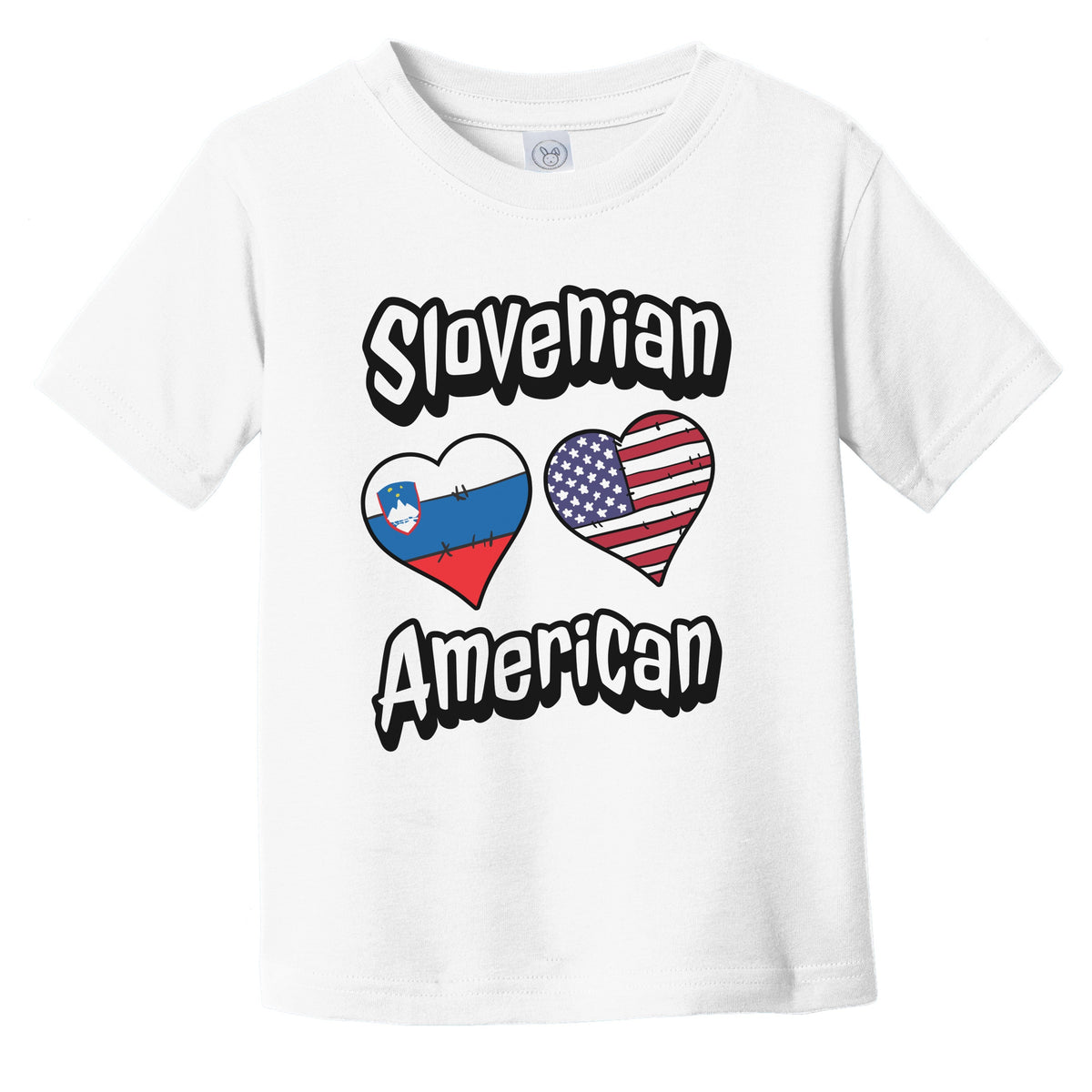 Slovenian American Flag Hearts Combo Slovenia Infant Toddler T-Shirt