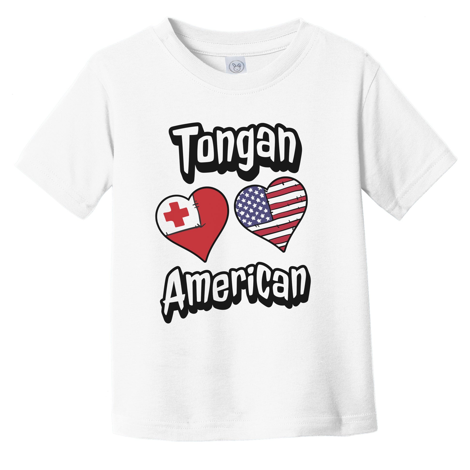 Tongan American Flag Hearts Combo Tonga Infant Toddler T-Shirt