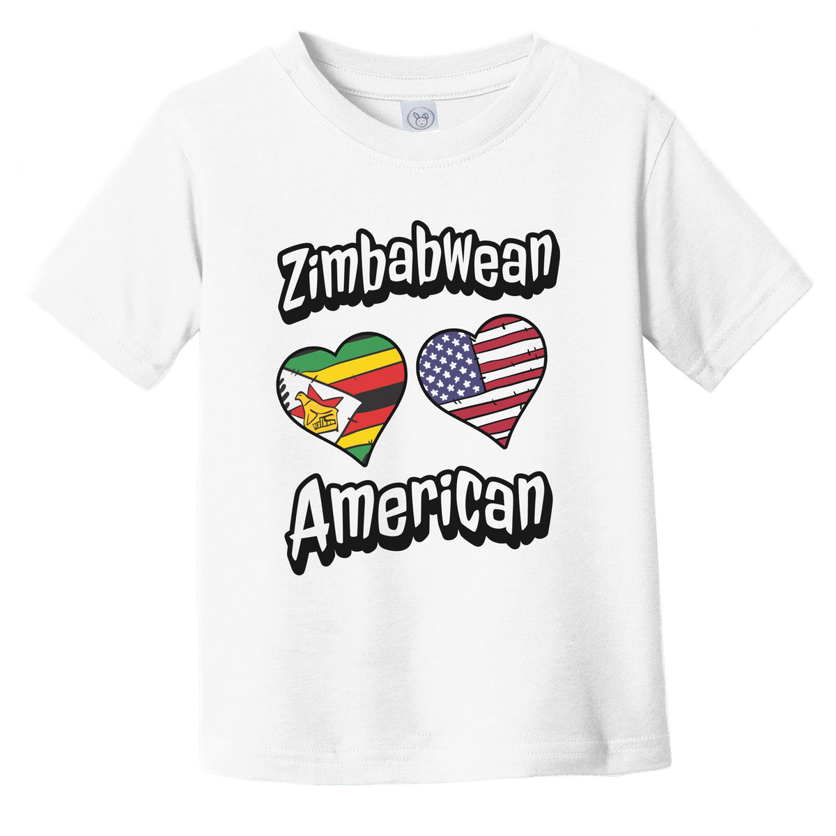 Zimbabwean American Flag Hearts Combo Zimbabwe Infant Toddler T-Shirt