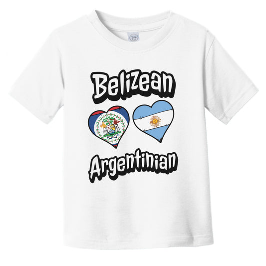 Belizean Argentinian Flag Heart Combo Belize Argentina Infant Toddler T-Shirt