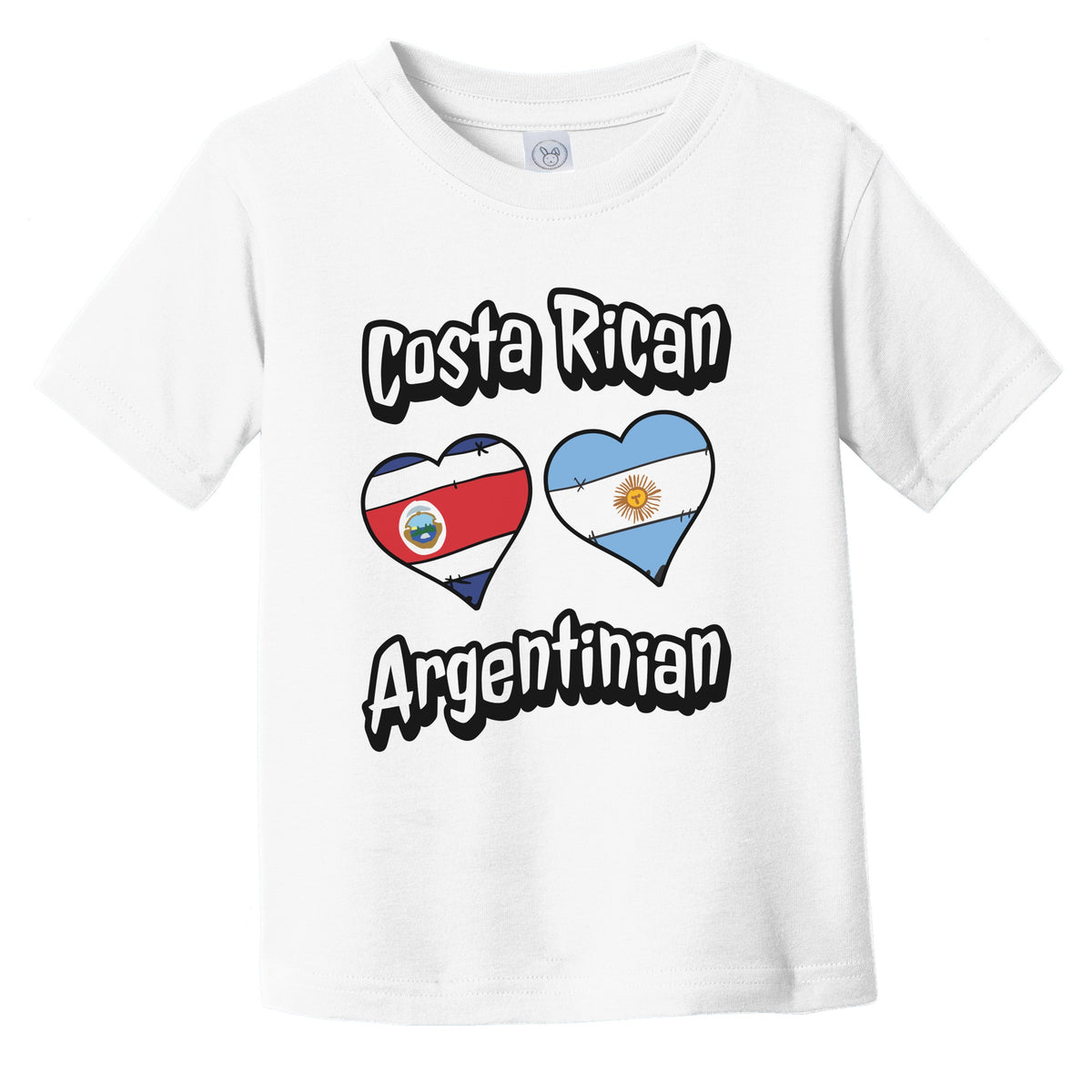 Costa Rican Argentinian Flag Hearts Costa Rica Argentina Infant Toddler T-Shirt