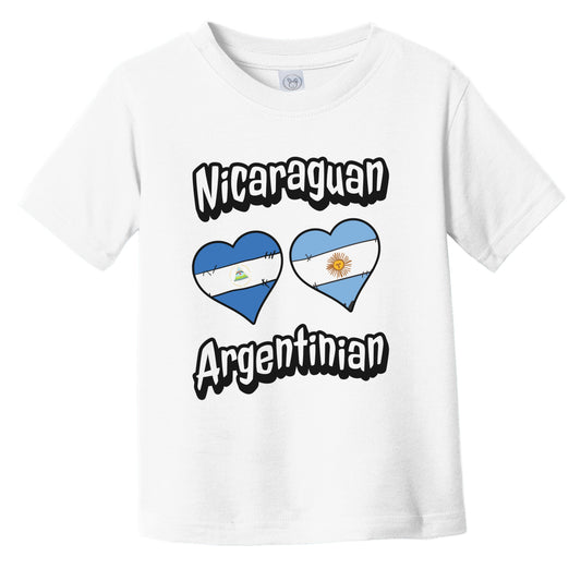 Nicaraguan Argentinian Flag Heart Combo Nicaragua Argentina Infant Toddler T-Shirt