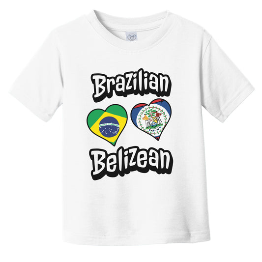 Brazilian Belizean Flag Heart Combo Brazil Belize Infant Toddler T-Shirt